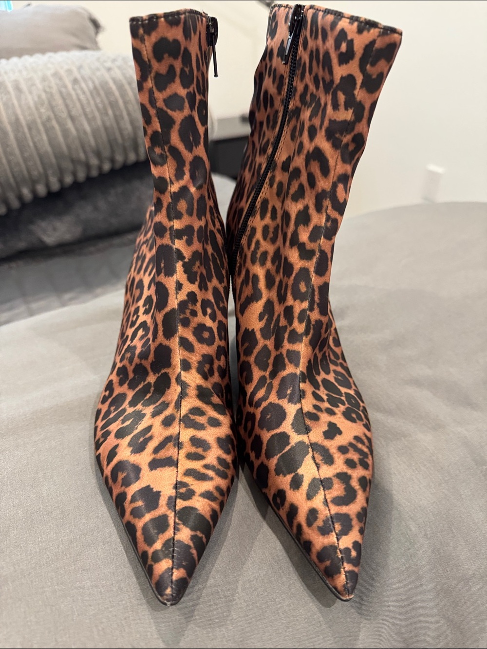 Leopard Print Ankle Booties in Brown and Black - Picture 3 of 4